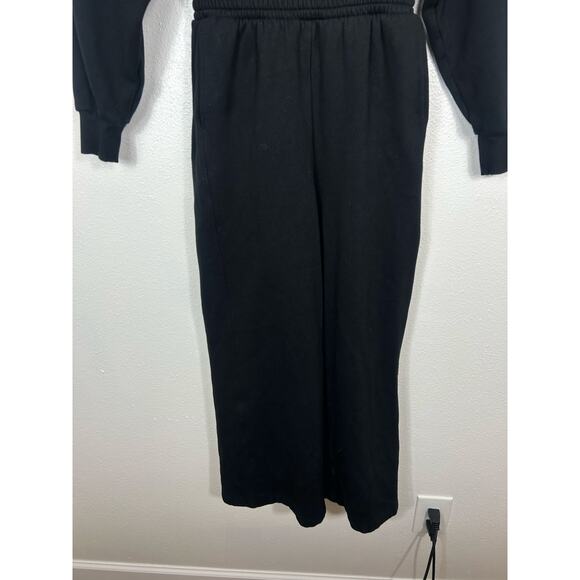PINK Victoria's Secret Wide Leg Hooded Longsleeve Jumpsuit Black XS Athletic - Picture 4 of 8